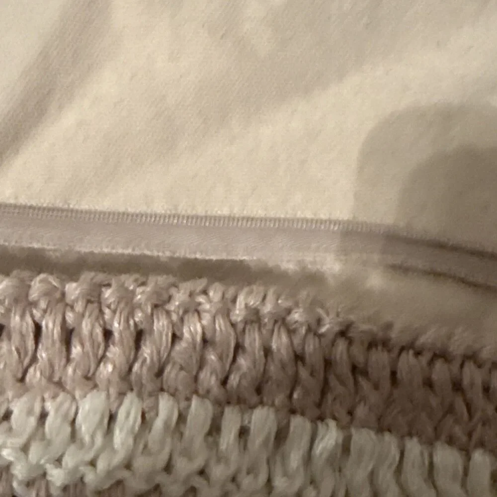 West Elm Pillow Cover 20 X 20 Linen Beige Cream Crochet Striped Modern Neutrals